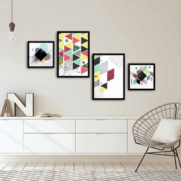 Wallity Cuadro Decorativo Enmarcado en MDF (4 Piezas)